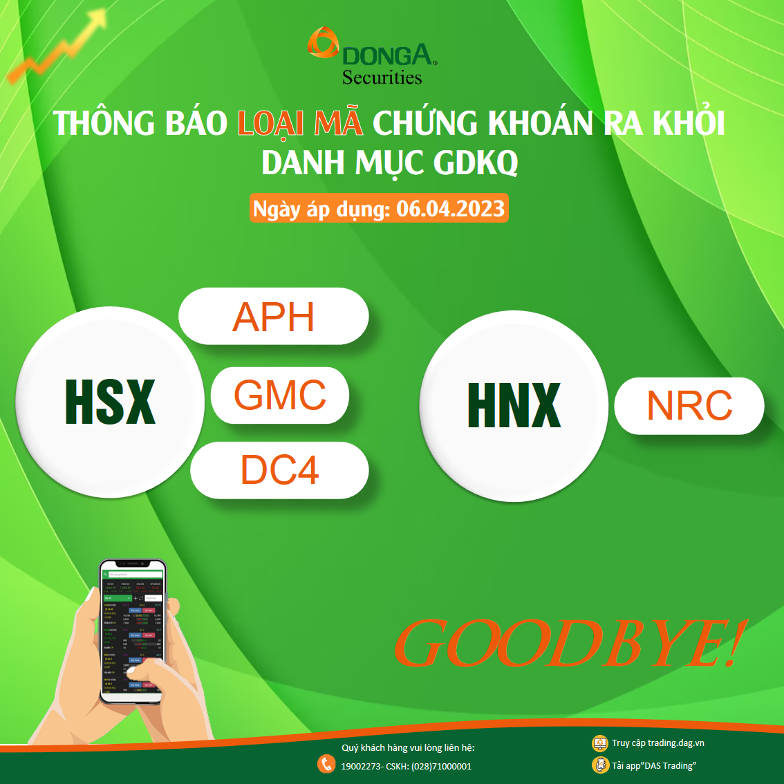 THÔNG BÁO LOẠI CÁC MÃ CHỨNG KHOÁN KHỎI DANH MỤC GDKQ CỦA HSX